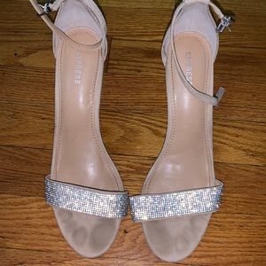 Diamond nude suede heels